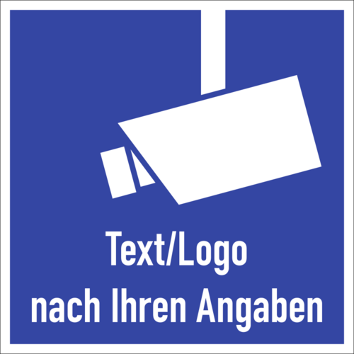 Video-Infozeichen - Text und/oder Logo nach Ihren Angaben, Folie, 120x120 mm
