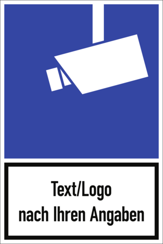Video-Infozeichen mit Text und/oder Logo nach Ihren Angaben, Alu, 180x270 mm