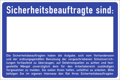 Sicherheitsbeauftragte sind:, Kunststoff, 300x200 mm