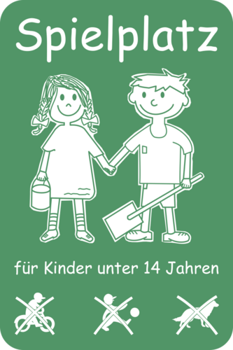 Spielplatz für Kinder unter 14 Jahren, Alu, 400x600 mm