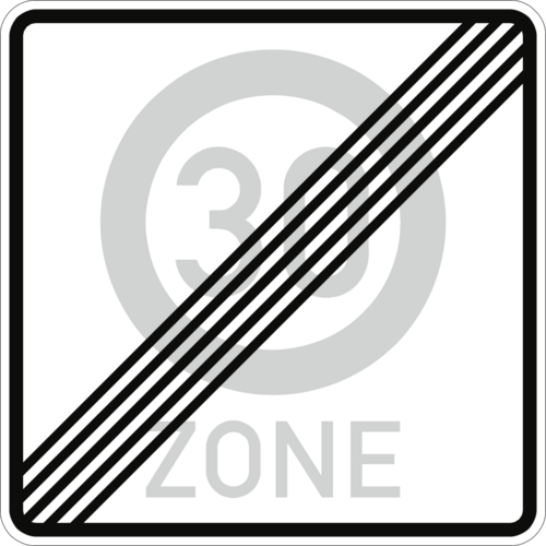 VZ274.2, Ende einer Tempo 30-Zone, Alu, RA2, 600x600 mm