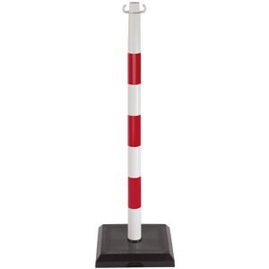 Absperrpfosten r/w, PVC, mit 2 Haken, Höhe 900 mm,PE-Sockel mit Betonbeschwerung