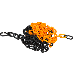 Absperrkette gelb/schwarz mit 2 Universalhaken, Flachprofil 9 mm, Länge 3 m