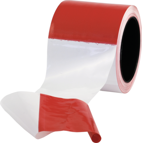 Absperrband, PE-Folie, rot/weiß, 80 mm Breite, 100 m Länge