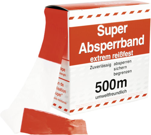 Absperrband, PE-Folie, rot/weiß, 80 mm Breite, 500 m Länge