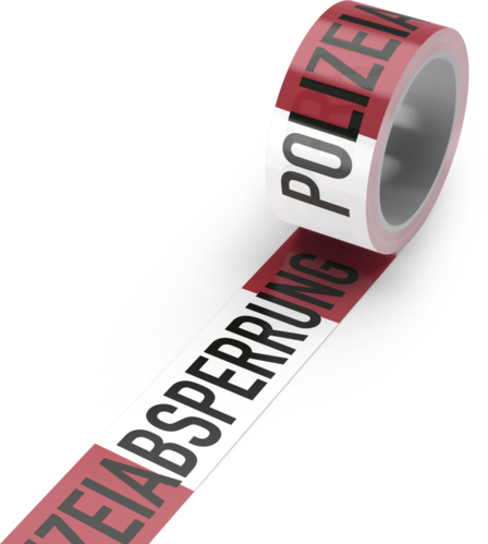 Absperrband "Polizeiabsperrung", PE-Folie, rot/weiß, 80 mm Breite, 500 m Länge