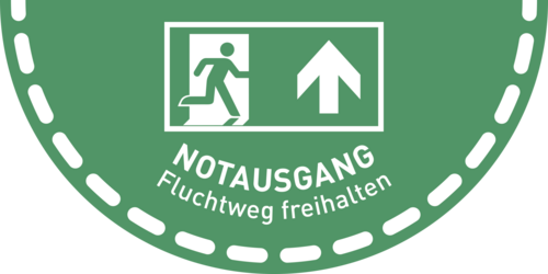 Fußbodenaufkleber Notausgang..., Folie, rutschhemmend, 900x450 mm