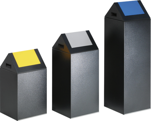 Wertstoff-Sammelgerät WSG S mit Schwingdeckel, Stahl, Silber, 320x1045x320 mm