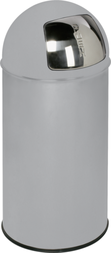 Abfallsammler D35 mit Einwurfklappe, Stahlblech, Silber, Ø 350 mm, 740 mm Höhe