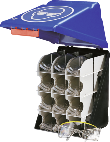 SecuBox Maxi12 für 12 Schutzbrillen, blau, Kunststoff, 236x315x200 mm