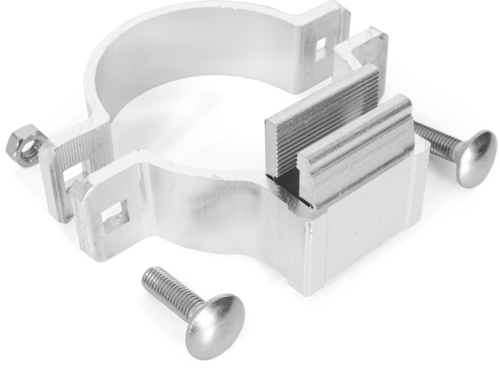 Alform-Klemmschelle f. profilverstärkte VZ, Aluminium, für Pfosten-Ø 76,1 mm