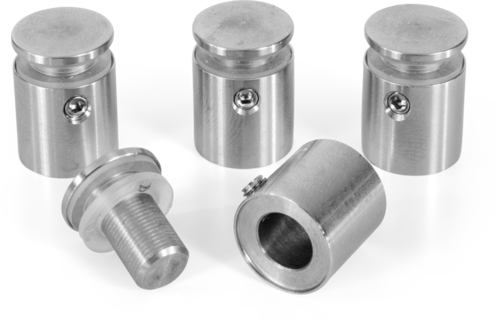 Edelstahl-Abstandshalter zur Wandmontage, für Klemmung 1 bis 6 mm, Ø 14 mm