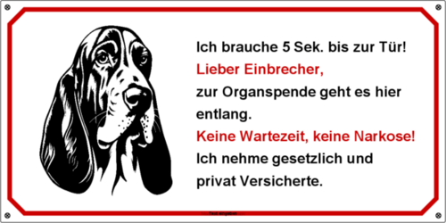 Hundeschild  Basset Hound  300x150 mm