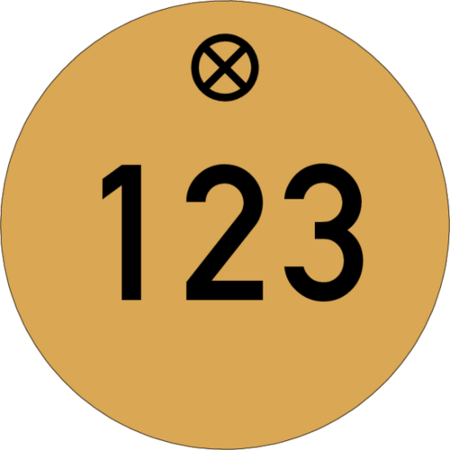 Schlüsselanhänger Ø 30 mm Aluminium gold matt mit Zifferngravur