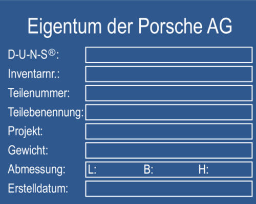 Porsche A 100x80x1,0mm Porsche A 100x80x1,0mm