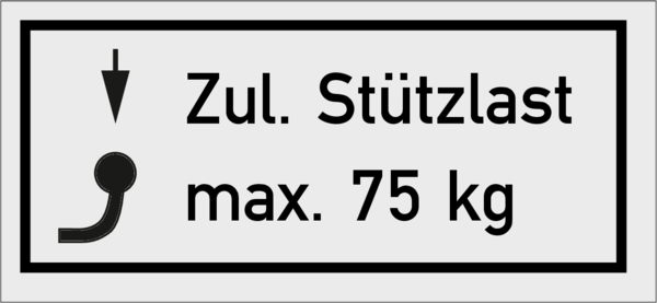 Zulässige Stützlast 75kg 65x30x1mm