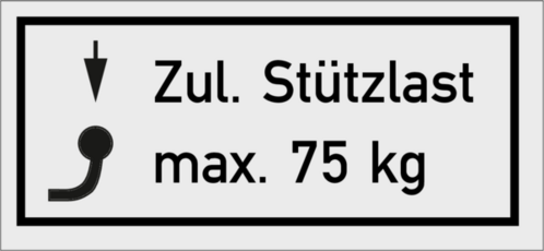 Zulässige Stützlast 75kg 65x30x1mm Zulässige Stützlast 75kg 65x30x1mm
