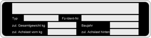 Fahrzeugkennzeichnungsschild 148x38x1 mm selbstklebend Fahrzeugkennzeichnungsschild 148x38x1 mm selbstklebend