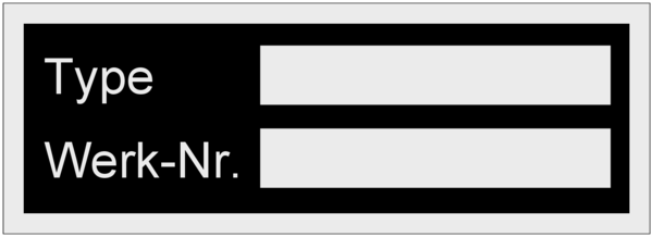 Type/Werk-Nr. 55x20x1mm selbstklebend