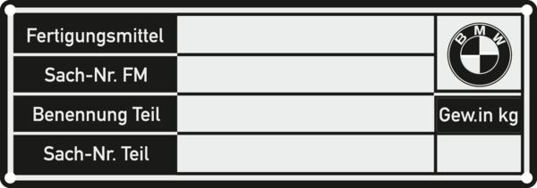 Typenschild BMW 105x37x1,5 R2 4 Bohrungen