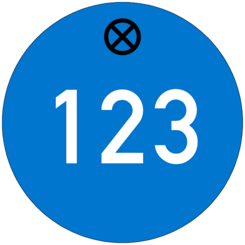 Schlüsselanhänger Ø 30 mm Kunststoff blau mit Zifferngravur
