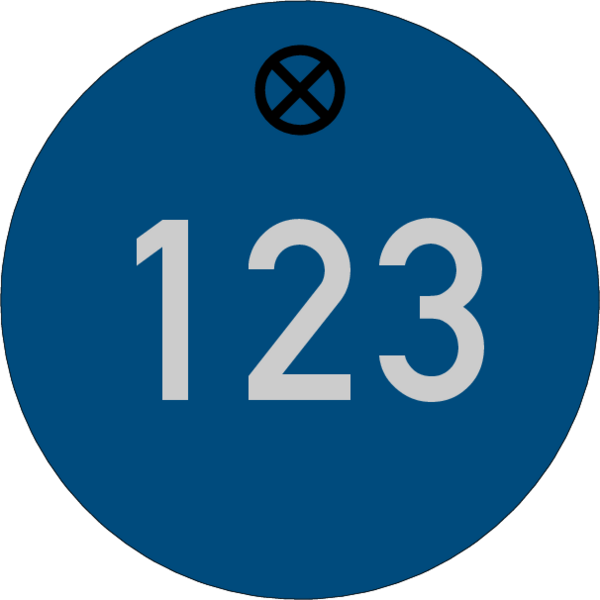 Werkzeugmarke Ø 30 mm Aluminium blau matt mit Zifferngravur