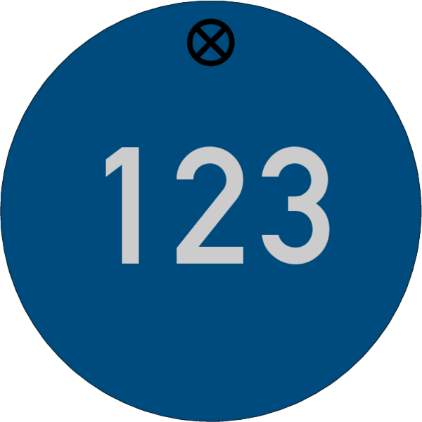 Werkzeugmarke Ø 40 mm Aluminium blau matt mit Zifferngravur