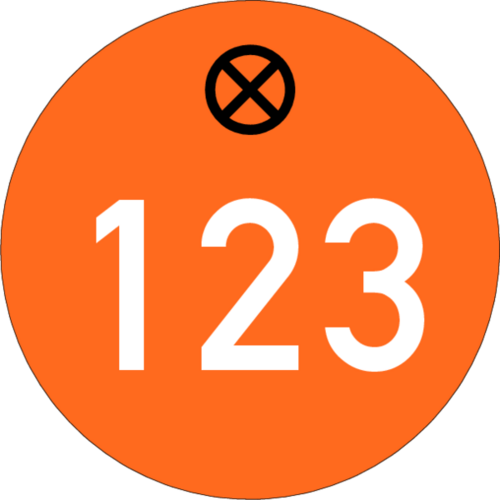 Werkzeugmarke Ø 25 mm Kunststoff orange mit Zifferngravur