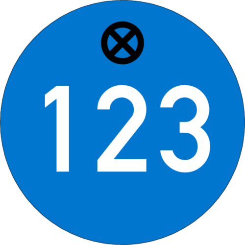 Werkzeugmarke Ø 20 mm Kunststoff blau mit Zifferngravur
