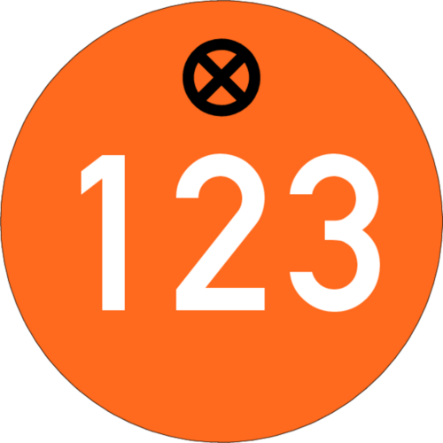 Werkzeugmarke Ø 20 mm Kunststoff orange mit Zifferngravur