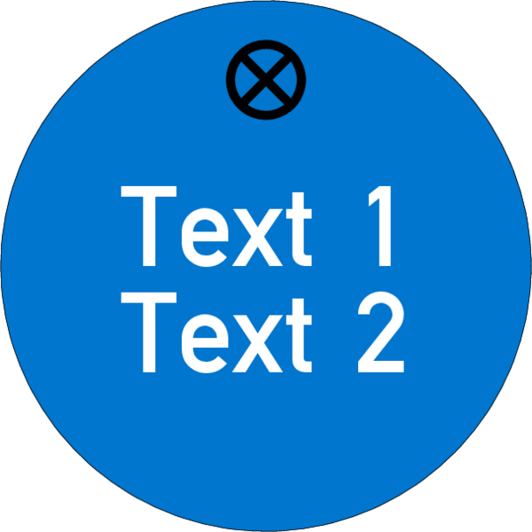 Werkzeugmarke Ø 30 mm Kunststoff blau mit Textgravur 2-zeilig