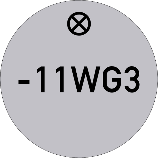 Werkzeugmarke Ø 30 mm Kunststoff grau Textgravur