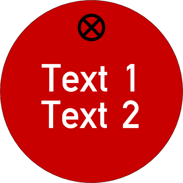 Werkzeugmarke Ø 30 mm Kunststoff rot mit Textgravur 2-zeilig