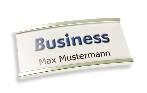 Namensschild Business Edelstahlfarbig galvanisiert mit Magnetbefestigung