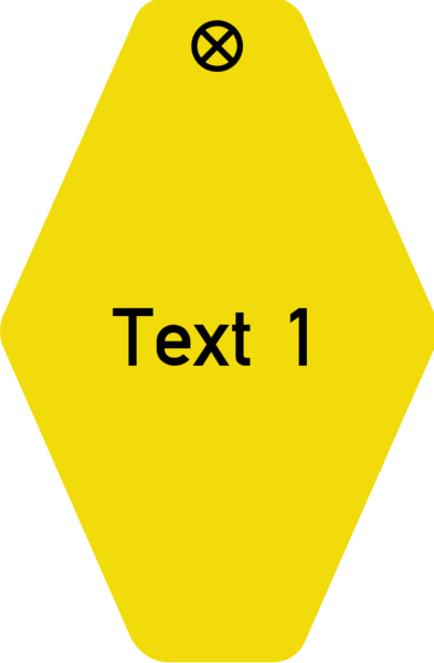 Schlüsselanhänger Rautenform 38x58x1,5mm, Kunststoff gelb, Loch 4,0mm, Gravur Text