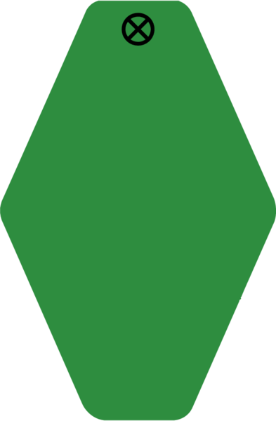 Schlüsselanhänger Rautenform, Kunststoff grün, 38x58x1,5mm, Loch 4,0 mm, blanko